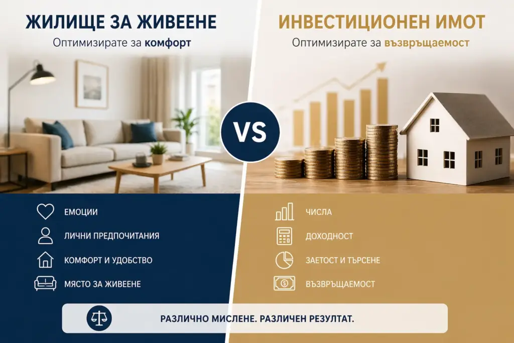 Сравнение между жилище за живеене и инвестиционен имот